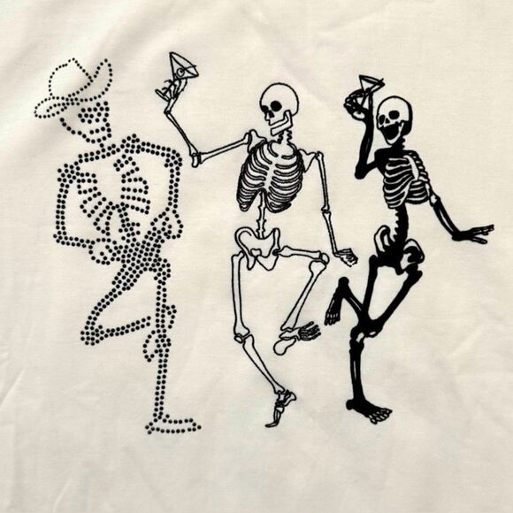 White Sweatshirt Dancing Skeletons Halloween Jane & Delancey Skeleton Party - Picture 7 of 9